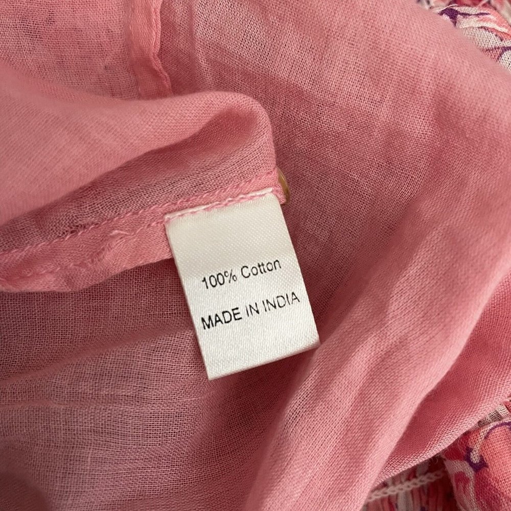 Gorgeous BANJANAN Iris Pink Floral Smocked Soft Cotton Clover Field Summer Dress - Picture 9 of 9